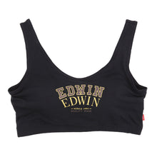 画像をギャラリービューアに読み込む, レディース ノンワイヤーブラ モールドカップブラ ハーフトップ EDWIN 綿 フィット感 着け心地 快適 優しい肌触り ストレッチ 動きやすい 快適 下着 インナー ブラジャー ロゴ入り 女子 M L 黒 グレー M・L