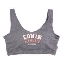 画像をギャラリービューアに読み込む, レディース ノンワイヤーブラ モールドカップブラ ハーフトップ EDWIN 綿 フィット感 着け心地 快適 優しい肌触り ストレッチ 動きやすい 快適 下着 インナー ブラジャー ロゴ入り 女子 M L 黒 グレー M・L