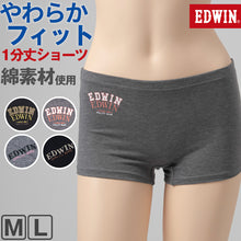 画像をギャラリービューアに読み込む, EDWIN レディース ショーツ 1分丈 綿素材 優しい肌触り フィット感 やわらか ストレッチ 動きやすい 下着 インナー 女子 黒 グレー チャコール M L M・L (在庫限り)