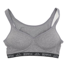 画像をギャラリービューアに読み込む, レディース ノンワイヤーブラ モールドカップブラ EDWIN 綿素材 フィット感 柔らかい 着け心地 快適 優しい肌触り ストレッチ 動きやすい 快適 下着 インナー ブラジャー ロゴ入り 女子 M L 黒 チャコール グレー