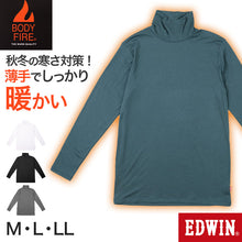 画像をギャラリービューアに読み込む, EDWIN メンズ 長袖 インナー ハイネック シャツ あったかインナー 微起毛 保温 M L LL 男性 紳士 肌着 防寒 秋 冬 温活 ストレッチ ぽかぽか 温かい 寒さ対策 下着 ゴルフ バイク 外仕事 作業着 作業服 スポーツ ジョギング ランニング アウトドア キャンプ 登山