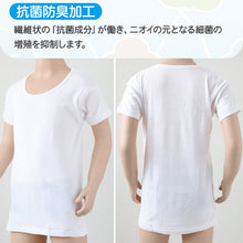 画像をギャラリービューアに読み込む, グンゼ 子供 肌着 半袖 男の子 綿100% キッズ インナー 丸首 襟広め 2枚組 100cm~160cm 下着 男子 シャツ 綿100 無地 白 黒 抗菌防臭 セット