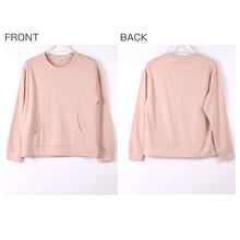 画像をギャラリービューアに読み込む, ルームウェア レディース 綿100 パジャマ 上下セット 保温 丸首 クルーネック 部屋着 M L LL ルームウェア 婦人 無地 セットアップ シンプル リラックスウェア 長袖 スウェット 長ズボン マフポケット 裾しぼり ウエストひも ポケット付き 母の日 プレゼント ギフト