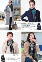 画像をギャラリービューアに読み込む, カシミヤ100% チェック柄マフラー レディース フリーサイズ (カシミア カシミヤ100% カシミア100% キャメル ブルー カシミヤマフラー プレゼント クリスマス ギフト 秋冬 かわいい) (在庫限り)