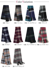 画像をギャラリービューアに読み込む, カシミヤ100% チェック柄マフラー レディース フリーサイズ (カシミア カシミヤ100% カシミア100% キャメル ブルー カシミヤマフラー プレゼント クリスマス ギフト 秋冬 かわいい) (在庫限り)