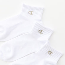 画像をギャラリービューアに読み込む, チャンピオン 靴下 子供 ショート丈 3足組 19-24cm (Champion ロゴ ソックス 3足セット クォーターレングスソックス キッズ 通学 スクールソックス 刺繍 ワンポイント) (在庫限り)