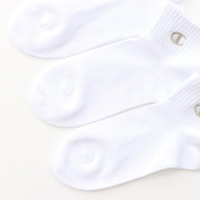 画像をギャラリービューアに読み込む, チャンピオン 靴下 子供 ショート丈 3足組 19-24cm (Champion ロゴ ソックス 3足セット クォーターレングスソックス キッズ 通学 スクールソックス 刺繍 ワンポイント) (在庫限り)