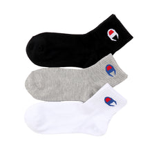 画像をギャラリービューアに読み込む, チャンピオン 靴下 子供 ショート丈 3足組 19-24cm (Champion ロゴ ソックス 3足セット クォーターレングスソックス キッズ 通学 スクールソックス 刺繍 ワンポイント) (在庫限り)