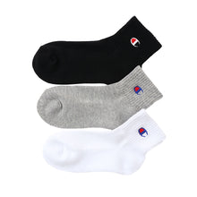 画像をギャラリービューアに読み込む, チャンピオン 靴下 子供 ショート丈 3足組 19-24cm (Champion ロゴ ソックス 3足セット クォーターレングスソックス キッズ 通学 スクールソックス 刺繍 ワンポイント) (在庫限り)