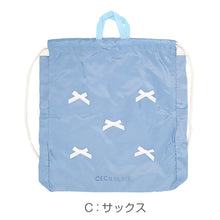 画像をギャラリービューアに読み込む, プールバッグ キッズ 女の子 ナップサック CECIL McBEE セシルマクビー リボン 大きめ 巾着バッグ 水泳バッグ スイムバッグ 体操服入れ 体操着入れ 水着入れ お名前スペース 紐調節可 W36×H44×D7 ポリエステル ブラック ピンク サックス 学校用