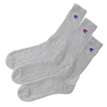 画像をギャラリービューアに読み込む, チャンピオン 靴下 メンズ 厚手 ハイソックス スポーツ 3足組 25-27cm ソックス クルー丈 長め パイル 丈夫 厚地 綿 champion ワンポイント ジュニア 男子 フルレングス ガテン M (在庫限り)