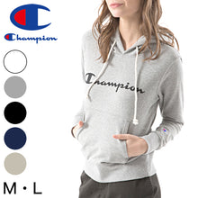画像をギャラリービューアに読み込む, チャンピオン パーカー レディース スウェット 裏毛 プルオーバー 胸ロゴ 綿素材 M・L トップス 長袖 フード付き champion コットン 部屋着 ルームウェア 定番 M L (在庫限り)
