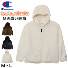 画像をギャラリービューアに読み込む, Champion チャンピオン レディース フリース ジャケット シープ M・L Champion ジップパーカー ロゴ入り フリース ボア 重ね着 冬 カジュアル ウィメンズ ジップフードジャケット