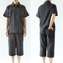 画像をギャラリービューアに読み込む, 和柄 シャツ 襟付き メンズ 夏 大きいサイズ しじら織り 和風 M~4L おしゃれ 涼しい 和服 和装 パジャマ 寝巻き 部屋着 ホームウェア ルームウェア アウター tシャツ 半袖 トップス 父の日 ギフト プレゼント 30代 40代 50代 ブラック ネイビー M L LL 3L 4L (在庫限り)