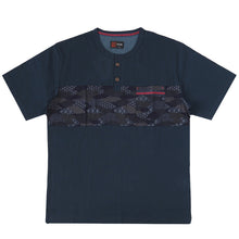 画像をギャラリービューアに読み込む, ヘンリーネック tシャツ メンズ 夏 半袖 綿100% 大きいサイズ 和柄 和風 M~4L クレープ おしゃれ 涼しい パジャマ 部屋着 寝巻き ルームウェア アウター シャツ トップス 父の日 ギフト プレゼント 30代 40代 50代 ブラック ネイビー M L LL 3L 4L (在庫限り)