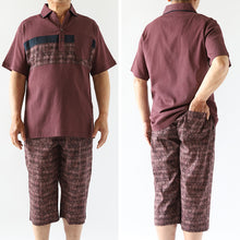 画像をギャラリービューアに読み込む, 襟付き シャツ 和風 メンズ 夏 大きいサイズ 和柄 M~4L クレープ生地 おしゃれ 涼しい 和服 和装 パジャマ 寝巻き 部屋着 ルームウェア アウター tシャツ 半袖 トップス 父の日 ギフト プレゼント 30代 40代 50代 エンジ レッド 赤 イエロー M L LL 3L 4L (在庫限り)