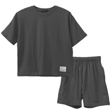 画像をギャラリービューアに読み込む, キッズ セットアップ 子供服 半袖 ハーフパンツ 上下セット 綿100% オーバーサイズ 130 140 150 160 cm 夏服 男の子 女の子 ジュニア ルームウェア 部屋着 パジャマ 小学生 中学生 SHISKY ポケット付き 調整紐 無地 おしゃれ ゆったり 通学 外遊び