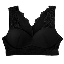 画像をギャラリービューアに読み込む, ブラジャー 補正 下着 レディース 女性 ストレッチ ノンワイヤー M L LL (補整 インナー ノンワイヤー 姿勢矯正 引き締め フルカップ レース メッシュ 花柄) (在庫限り)