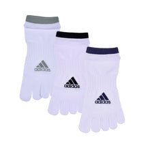 画像をギャラリービューアに読み込む, メンズ 靴下 5本指 ソックス くるぶし丈 紳士 adidas 消臭 3足組 24-26cm・26-28cm アディダス 五本指 スニーカー丈 土踏まず サポート スポーツ 短い ワンポイント 福助