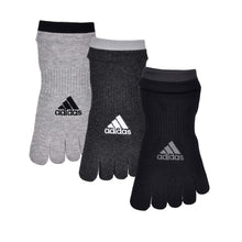 画像をギャラリービューアに読み込む, メンズ 靴下 5本指 ソックス くるぶし丈 紳士 adidas 消臭 3足組 24-26cm・26-28cm アディダス 五本指 スニーカー丈 土踏まず サポート スポーツ 短い ワンポイント 福助