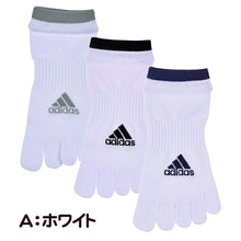 画像をギャラリービューアに読み込む, メンズ 靴下 5本指 ソックス くるぶし丈 紳士 adidas 消臭 3足組 24-26cm・26-28cm アディダス 五本指 スニーカー丈 土踏まず サポート スポーツ 短い ワンポイント 福助