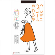 画像をギャラリービューアに読み込む, 福助 満足 30デニール ヒップゆったり キレイに透ける シアータイツ JM-L フクスケ レディース カバー力 fukusuke