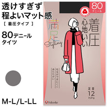 画像をギャラリービューアに読み込む, 満足 80デニール着圧タイツ S-M~L-LL (フクスケ レディース ベージュ 黒 カラータイツ 発熱タイツ 暖かい ふくすけ) (在庫限り)
