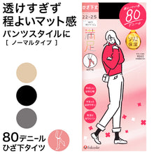 画像をギャラリービューアに読み込む, 福助 満足 80デニールタイツ(ひざ下) 22-25cm (フクスケ レディース ベージュ 黒) (在庫限り)