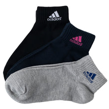 画像をギャラリービューアに読み込む, adidas アディダス キッズ 靴下 3足組 福助 つま先かかと補強 くるぶしソックス 19-21cm・22-24cm プチ丈 破れにくい ガールズ 女の子 ジュニア レディース スニーカーソックス ショートソックス 通学 学校 スポーツ 普段使い 洗い替え まとめ買い