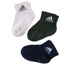 画像をギャラリービューアに読み込む, ベビーソックス 靴下 3足セット アディダス かわいい 滑り止め adidas 3足組 9-14cm (ベビー ベビー服 ソックス 男の子 女の子 ミニ丈 可愛い おしゃれ) (在庫限り)
