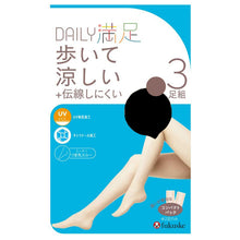 画像をギャラリービューアに読み込む, ストッキング パンティストッキング レディース 夏用 3足組 涼感 UV UV吸収加工 抗菌防臭 ノンラン ゾッキ つま先スルー M-L・L-LL 無地 足型セット デイリー満足 福助