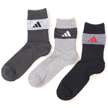 画像をギャラリービューアに読み込む, アディダス メンズ 靴下 クルーソックス レッグ部パイル 3足組 24-26cm・26-28cm クルー丈 ソックス adidas 秋 冬 足首 冷え あったか 暖かい 24cm 25cm 26cm 27cm 28cm 福助