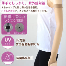 画像をギャラリービューアに読み込む, 満足 ひきしめアームカバー フリーサイズ (親指穴付き UV ストッキング 伝線しにくい ロング 紫外線カット 紫外線対策 UV対策 日本製 ひきしめ)
