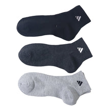 画像をギャラリービューアに読み込む, 靴下 ショート ソックス くるぶし丈 メンズ ソックス 3足組 24-26cm/26-28cm/28-30cm 中学生 高校生 黒 男性 紺 くつ下 ワンポイント 丈夫 消臭 補強