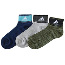 画像をギャラリービューアに読み込む, adidas 靴下 子供 キッズ ショートソックス 甲メッシュ 男の子 くるぶし丈 3足組 19-21 21-23 23-25cm アディダス 子ども くつ下 ワンポイント 丈夫 スポーツ 杢 子供用 (在庫限り)