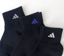 画像をギャラリービューアに読み込む, 靴下 ソックス スクールソックス adidas 男子 女子 3足セット 19-21 21-23 23-25 22-24cm 中学生 高校生 黒 女の子 紺 くつ下 ワンポイント 丈夫 消臭 補強 片面刺繍