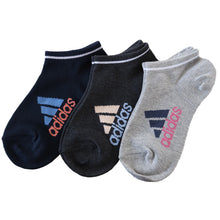画像をギャラリービューアに読み込む, 靴下 スニーカー丈 ソックス レディース 女子 adidas 3足組 19-21cm・22-24cm アディダス くるぶし 女の子 短い 補強 消臭 ワンポイント 綿混 スクール