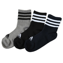 画像をギャラリービューアに読み込む, 靴下 クルー丈 ソックス 子供用 メッシュ adidas 3P 19-21 21-23 23-25cm (メッシュ 補強 消臭 クルー丈 子ども キッズ アディダス 綿混 リブ編み)