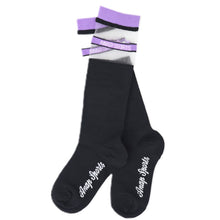 画像をギャラリービューアに読み込む, 靴下 子供 ハイソックス 女子 黒 紫 ワンポイント 19-21cm 22-24cm ソックス ジュニア 子ども 綿混 かわいい 小学生 ひざ下
