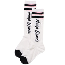 画像をギャラリービューアに読み込む, 靴下 子供 ハイソックス 女子 黒 紫 シロ ワンポイント 19-21cm 22-24cm ソックス ジュニア 子ども 綿混 かわいい 小学生 ひざ下 アナップスポーツ 長い