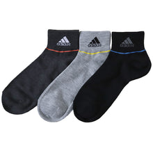 画像をギャラリービューアに読み込む, アディダス 靴下 ショートソックス メンズ 男子 adidas 3足組 24-26 26-28cm 中学生 高校生 黒 男性 くるぶし 3足セット くつ下 ワンポイント 丈夫 スポーツソックス グレー