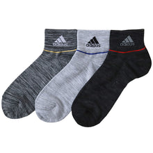 画像をギャラリービューアに読み込む, アディダス 靴下 ショートソックス メンズ 男子 adidas 3足組 24-26 26-28cm 中学生 高校生 黒 男性 くるぶし 3足セット くつ下 ワンポイント 丈夫 スポーツソックス グレー