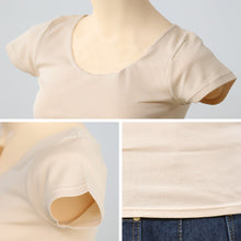 画像をギャラリービューアに読み込む, 綿100% インナー レディース 半袖 シャツ 3分袖シャツ 福助 満足 M~LL 下着 女性 綿 白 黒 インナーシャツ 無地 肌着 (在庫限り)