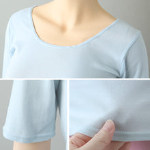 画像をギャラリービューアに読み込む, 綿100% インナー レディース 5分袖 シャツ 半袖 福助 満足 M~LL 下着 女性 綿 白 黒 インナーシャツ 無地 肌着 婦人 (在庫限り)