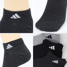 画像をギャラリービューアに読み込む, 靴下 メンズ 男性 ショートソックス 3足組 adidas 24-26~28-30cm スニーカーソックス くつ下 ワンポイント 丈夫 スポーツソックス くるぶし丈 白 グレー 黒 くつした ハイカット スクール アディダス
