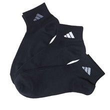 画像をギャラリービューアに読み込む, 靴下 アディダス ショート ソックス メンズ 男子 adidas 3足組 24-26cm~28-30cm 中学生 高校生 黒 男性 くるぶし くつ下 ワンポイント 丈夫 スポーツソックス 黒 グレー 杢