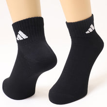 画像をギャラリービューアに読み込む, 靴下 アディダス ショート ソックス メンズ 男子 adidas 3足組 24-26cm~28-30cm 中学生 高校生 黒 男性 くるぶし くつ下 ワンポイント 丈夫 スポーツソックス 黒 グレー 杢