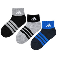 画像をギャラリービューアに読み込む, adidas ショート丈 靴下 キッズ ソックス 3足組 19-21cm~23-25cm カジュアル丈 アディダス ジュニア 子供 男の子 女の子 セット まとめ買い 福助