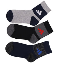 画像をギャラリービューアに読み込む, アディダス 靴下 暖かい カジュアル丈 ソックス 冬 厚手 adidas 3足組 19-21cm~23-25cm キッズ 福助 学校 学生 高校 中学校 足首厚地 温かい 暖か 黒 紺 丈夫