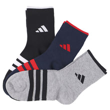 画像をギャラリービューアに読み込む, アディダス 靴下 暖かい カジュアル丈 ソックス 冬 厚手 adidas 3足組 19-21cm~23-25cm キッズ 福助 学校 学生 高校 中学校 足首厚地 温かい 暖か 黒 紺 丈夫